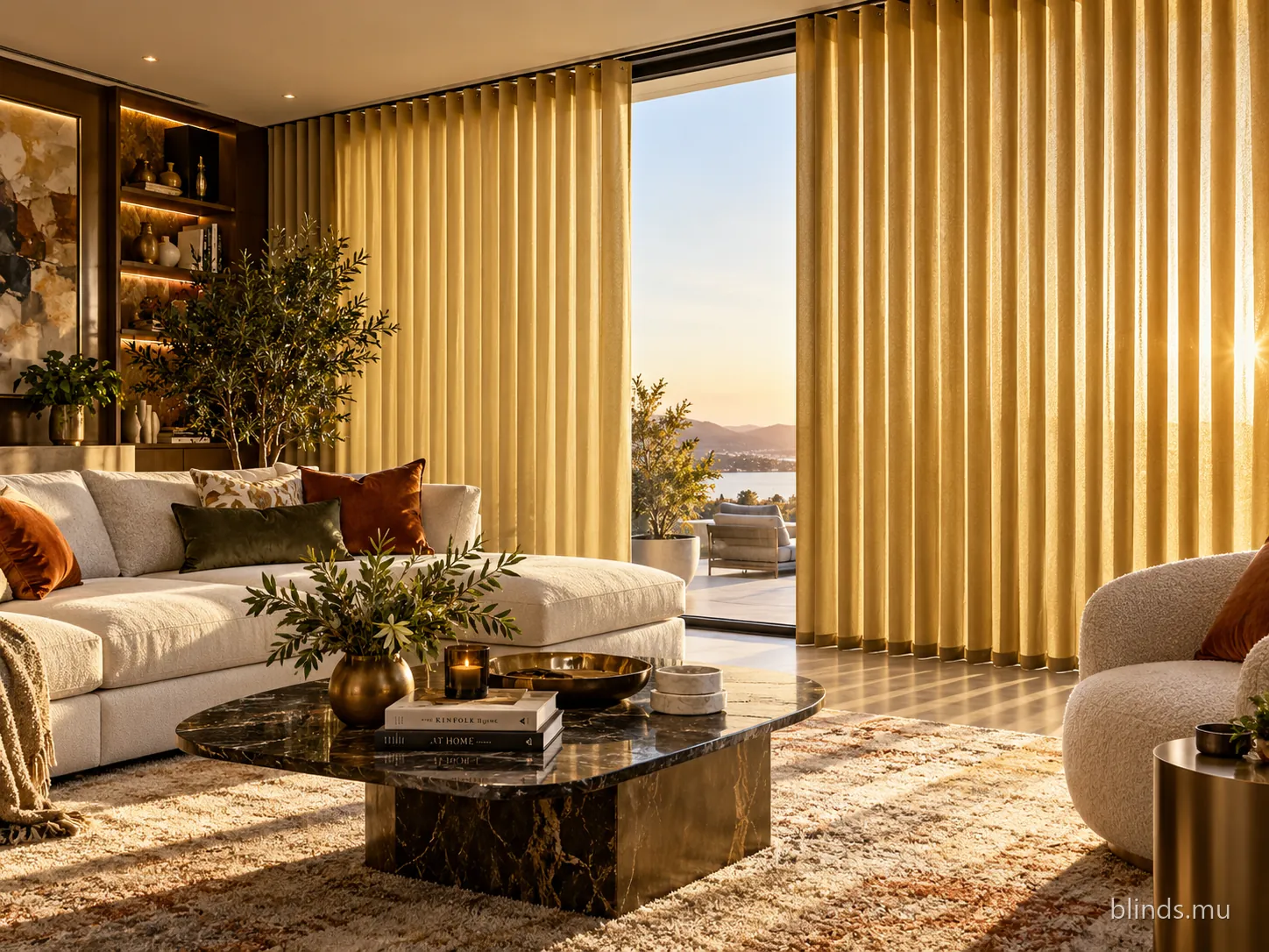 Living room · Luminous blinds in yellow